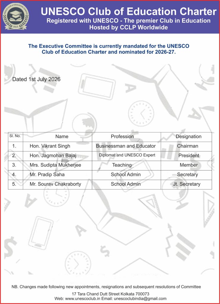 unesco club executive board 2026-27 updated
